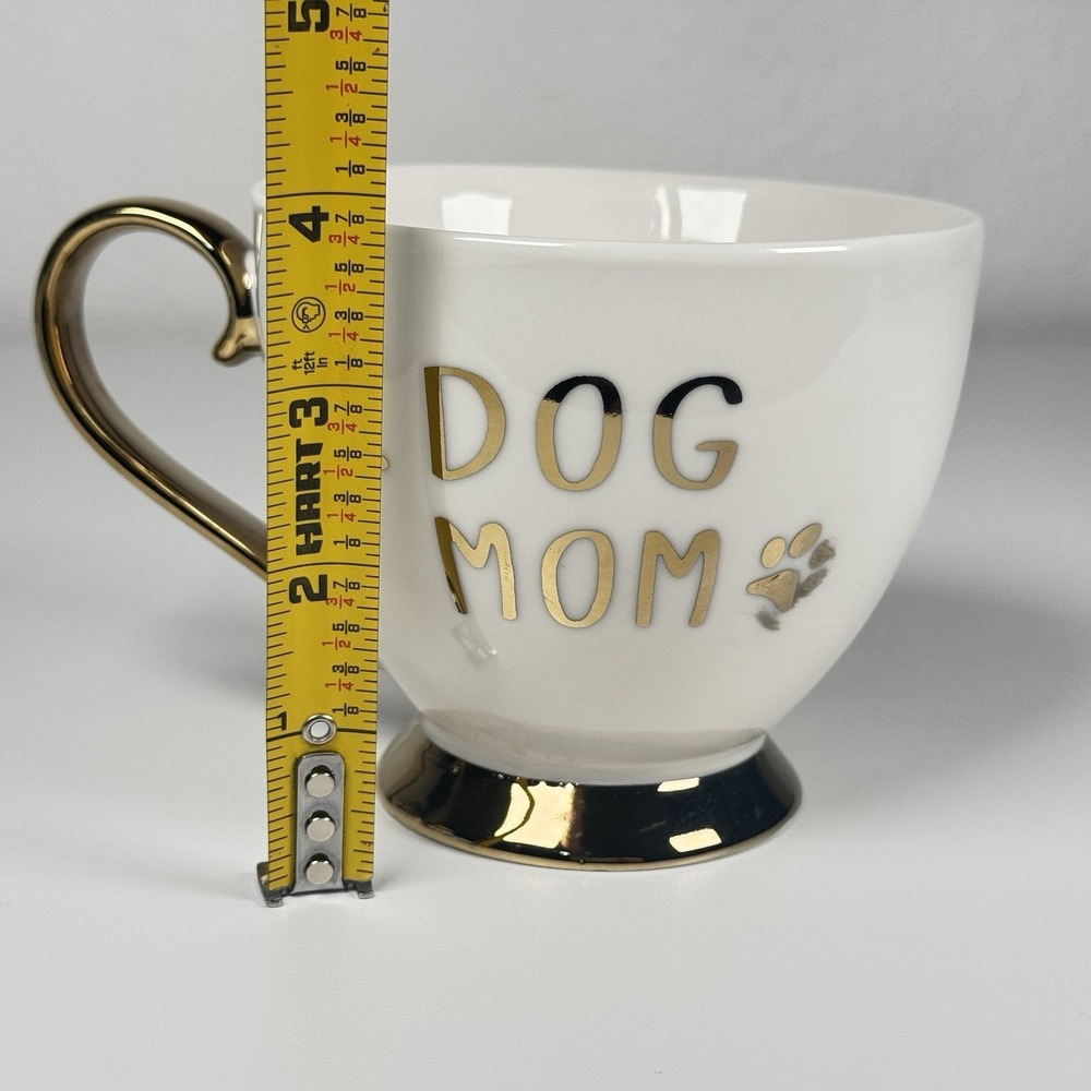 Nanette Lepore Dog Mom Porcelain Coffee Mug White Gold Handle New - Picture 13 of 14